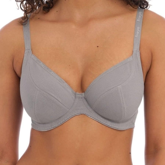 Freya chill gray ribbed underwire plunge bra storm gray - Picture 1 of 9